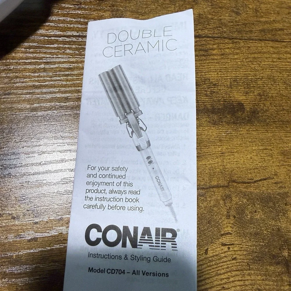 Conair Double Ceramic 3 Barrel Curling Iron Hair Waver White / Rose Gold NIB - Picture 12 of 12